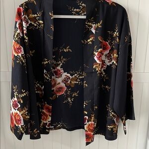 Cropped Floral Kimono Cardigan
